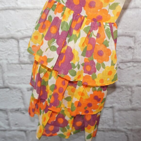 Vintage 70s Floral Ruffle Dress - Picture 4 of 9